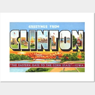 Greetings from Clinton, Iowa - Vintage Large Letter Postcard Posters and Art